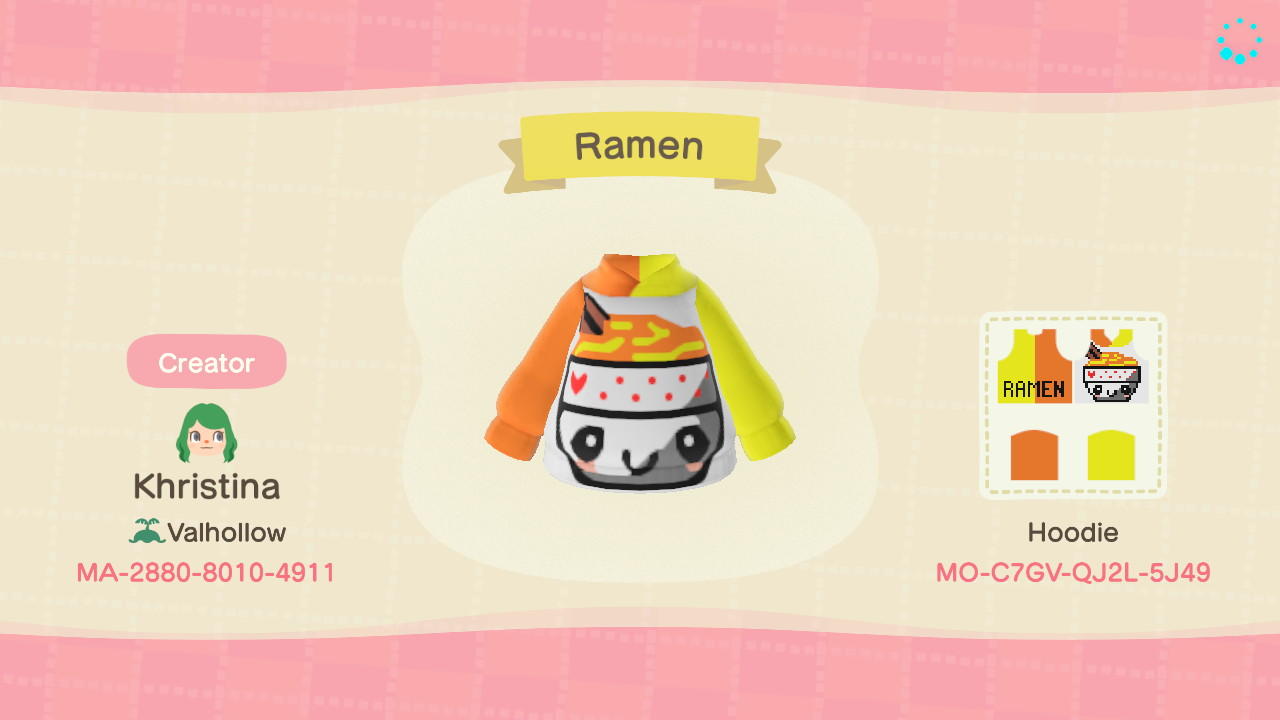 Animal Crossing Design Code: MO-C7GV-QJ2L-5J49 Ramen