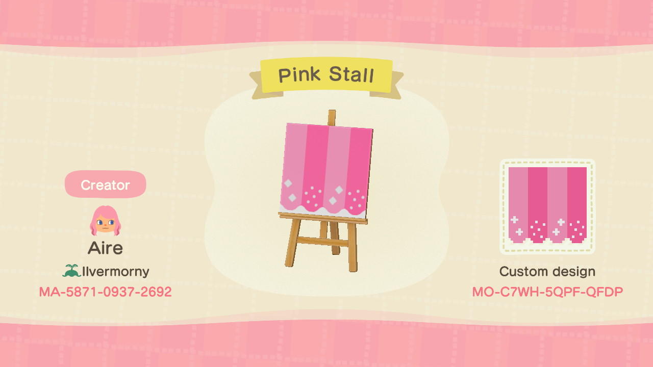 Animal Crossing Design Code: MO-C7WH-5QPF-QFDP Pink Stall