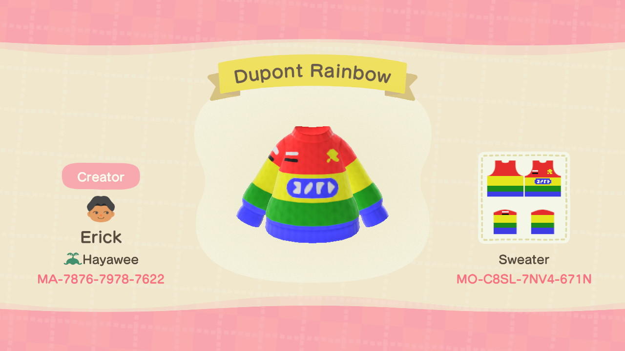 Animal Crossing Design Code: MO-C8SL-7NV4-671N Dupont Rainbow