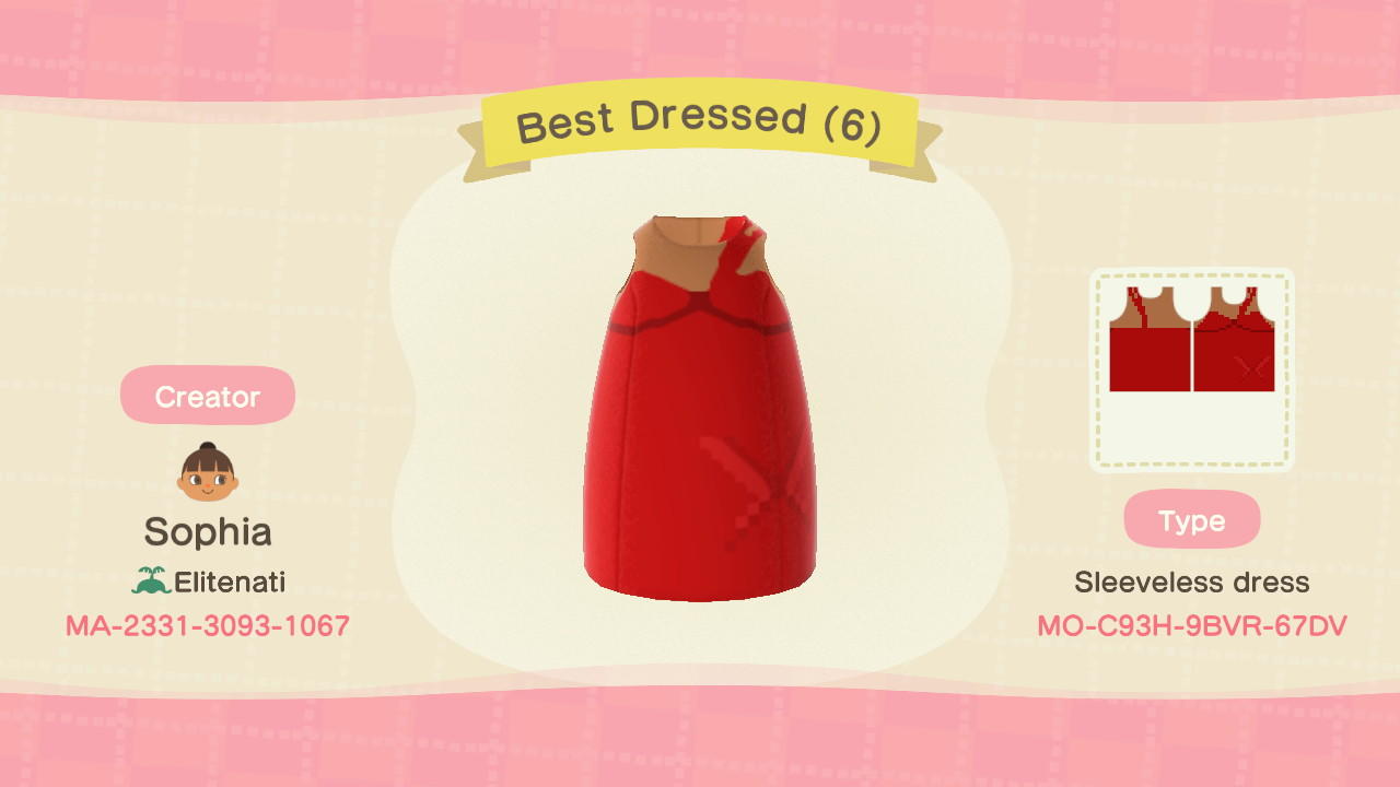Animal Crossing Design Code: MO-C93H-9BVR-67DV Best Dressed (6)