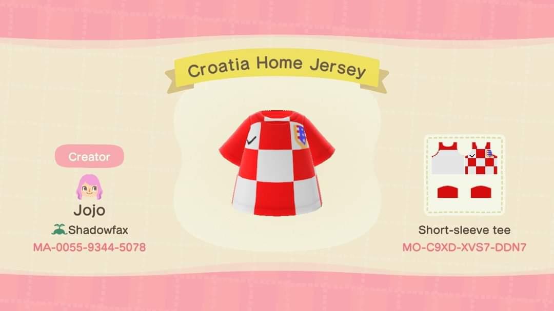 Animal Crossing Design Code: MO-C9XD-XVS7-DDN7 Croatia Home Jersey