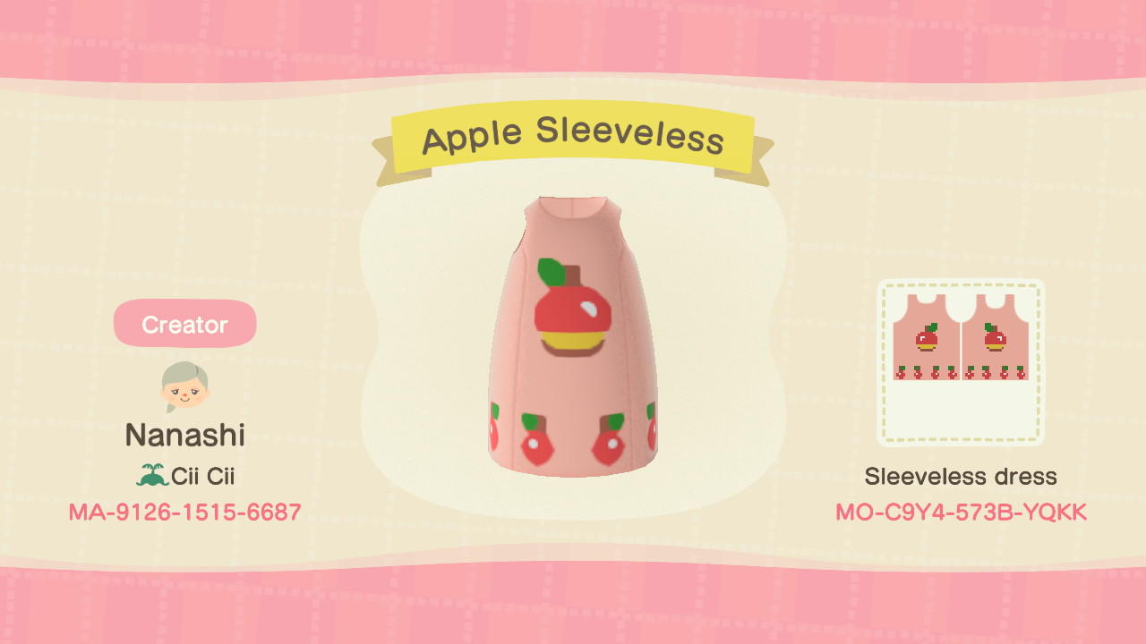 Animal Crossing Design Code: MO-C9Y4-573B-YQKK Apple Sleeveless
