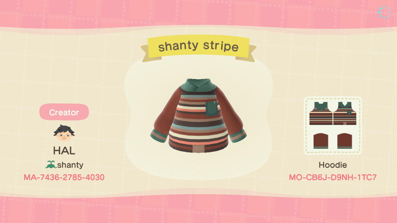 Animal Crossing Design Code: MO-CB6J-D9NH-1TC7 shanty stripe