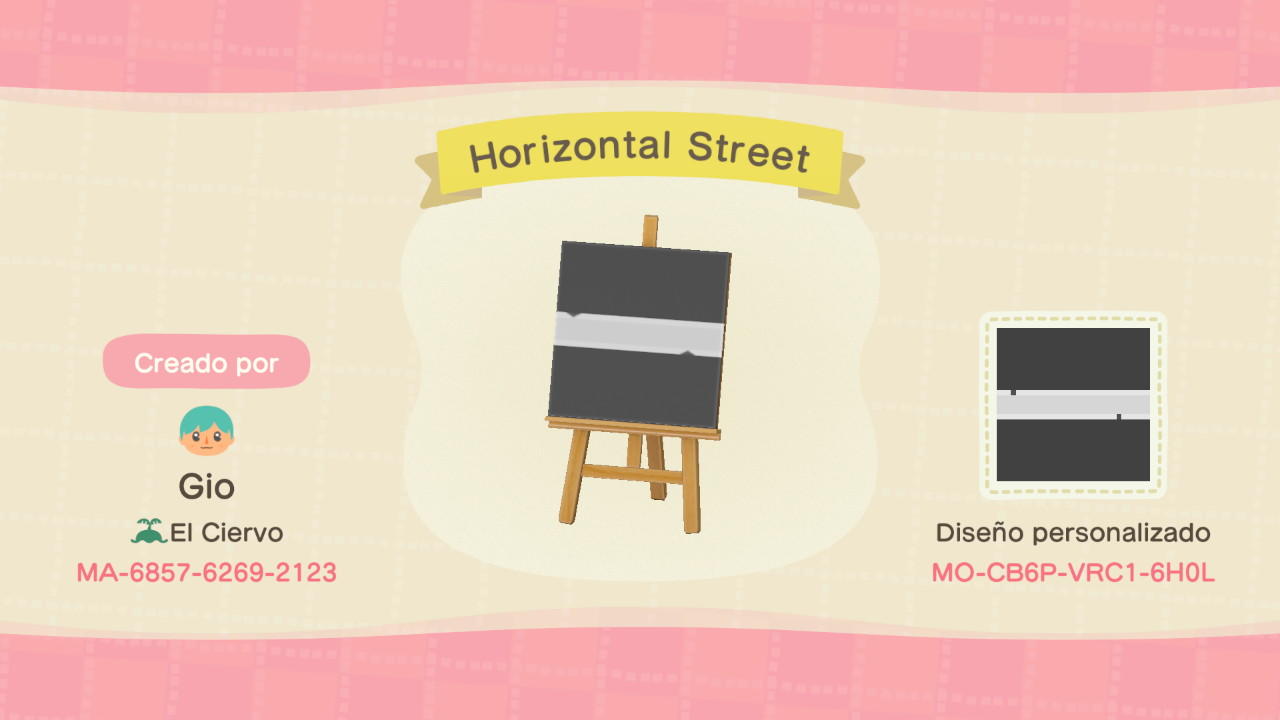 Animal Crossing Design Code: MO-CB6P-VRC1-6H0L Horizontal Street