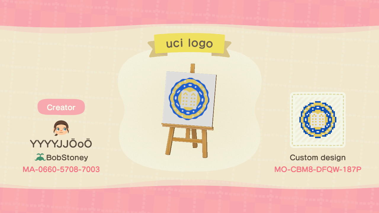 Animal Crossing Design Code: MO-CBM8-DFQW-187B UCIrvine logo