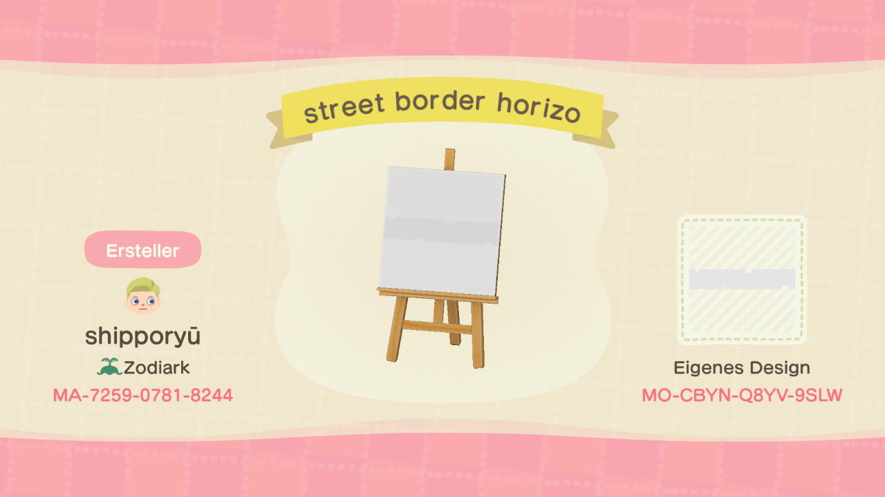 Animal Crossing Design Code: MO-CBYN-Q8YV-9SLW street border horizo