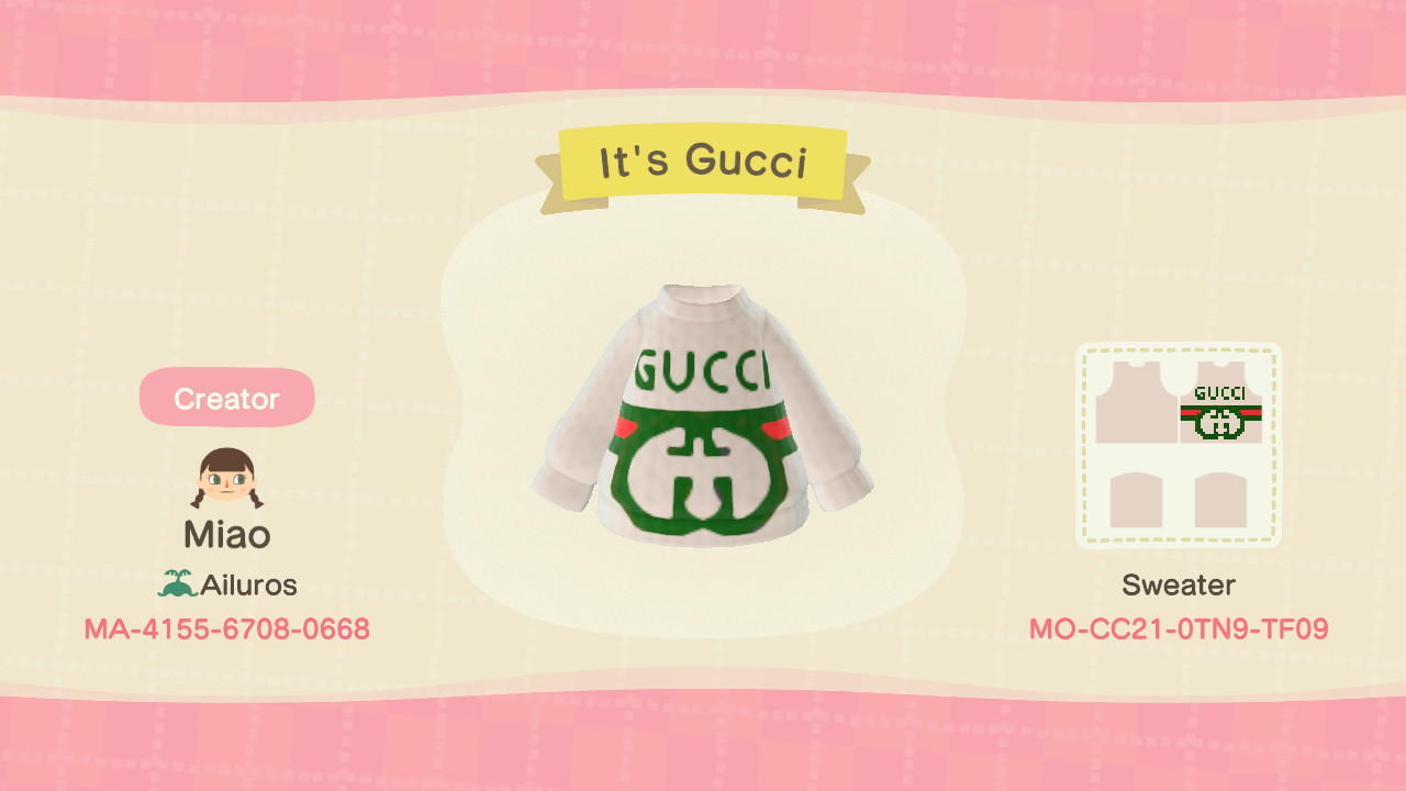 Animal Crossing Design Code: MO-CC21-0TN9-TF09 It&#39;s Gucci