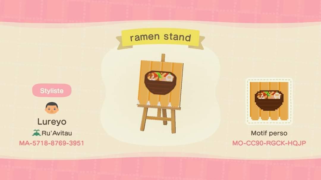 Animal Crossing Design Code: MO-CC90-RGCK-HQJP Ramen stall