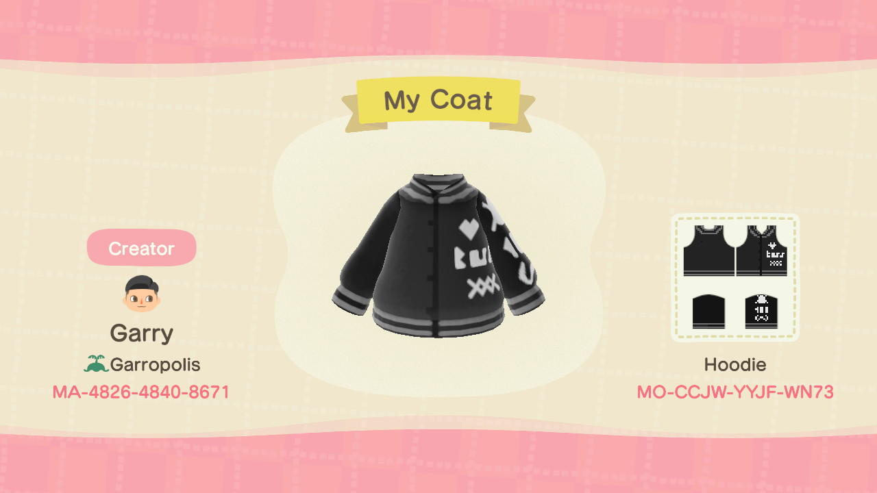 Animal Crossing Design Code: MO-CCJW-YYJF-WN73 My Coat