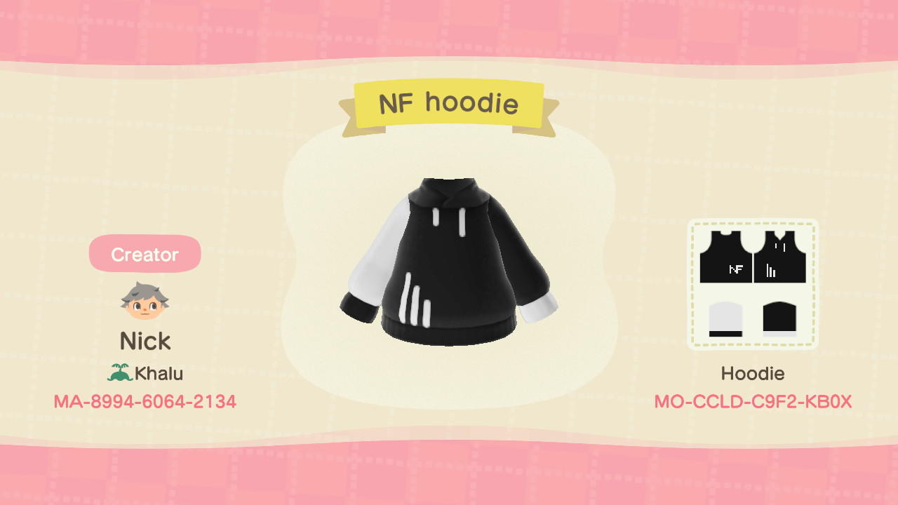 Animal Crossing Design Code: MO-CCLD-C9F2-KB0X NF Hoodie