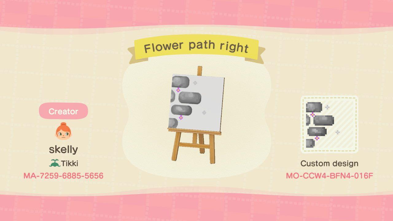 Animal Crossing Design Code: MO-CCW4-BFN4-016F Flower path right