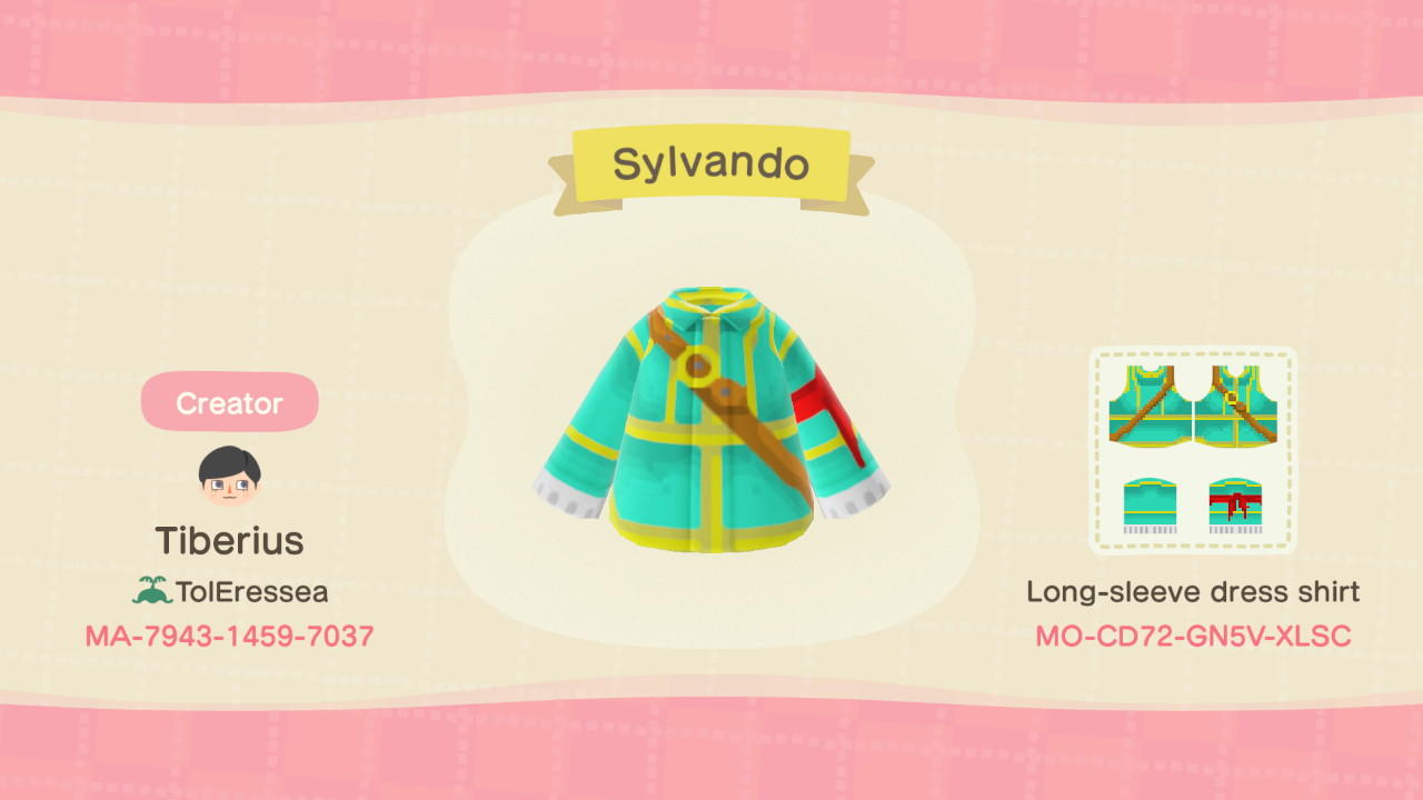 Animal Crossing Design Code: MO-CD72-GN5V-XLSC Sylvando