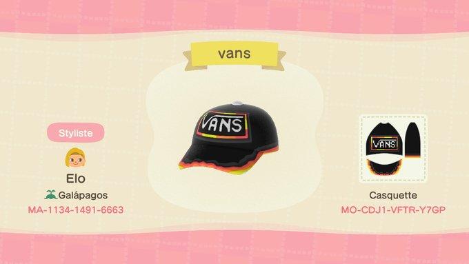 Animal Crossing Design Code: MO-CDJ1-VFTR-Y7GP Vans Cap