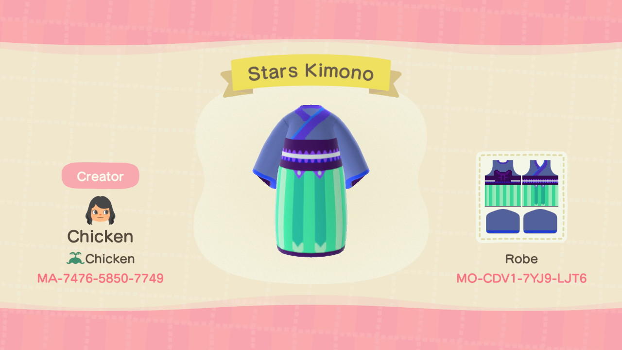 Animal Crossing Design Code: MO-CDV1-7YJ9-LJT6 Stars Kimono