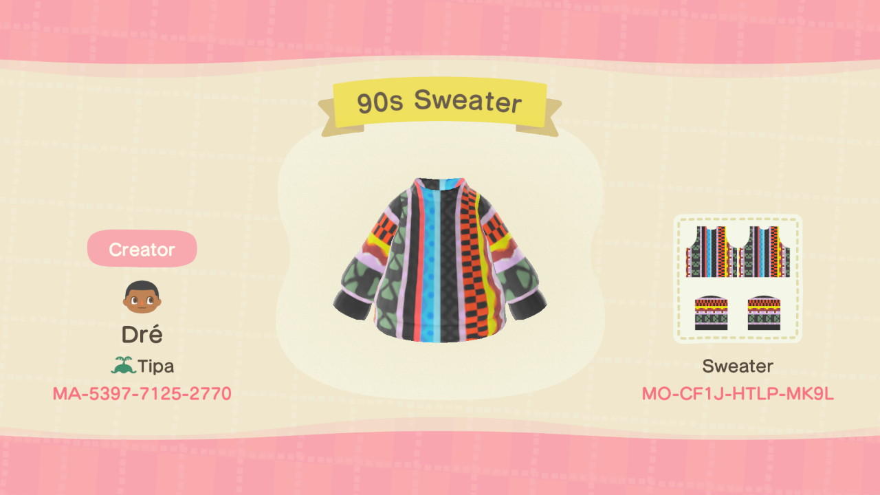 Animal Crossing Design Code: MO-CF1J-HTLP-MK9L 90s Sweater