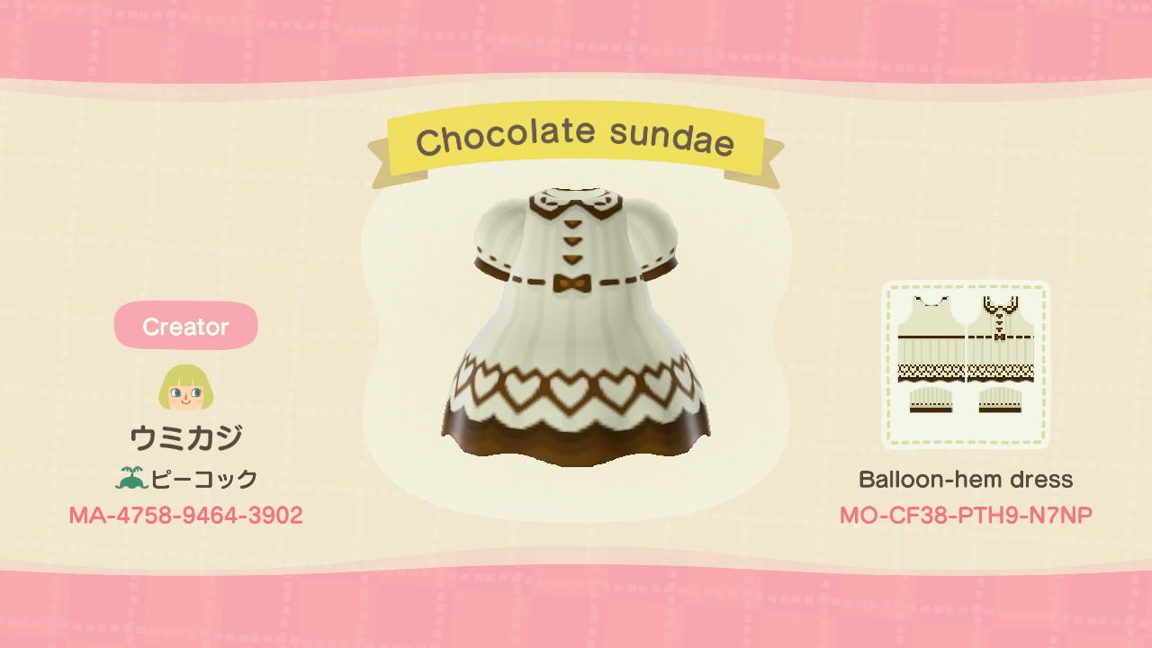 Animal Crossing Design Code: MO-CF38-PTH9-N7NP Chocolate sundae