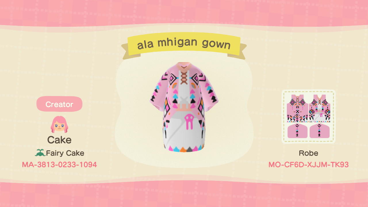 Animal Crossing Design Code: MO-CF6D-XJJM-TK93 ala mhigan gown