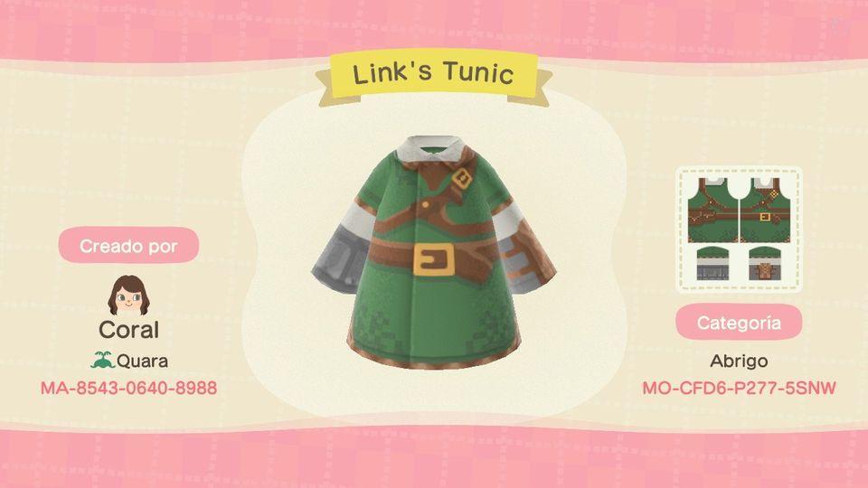 Animal Crossing Design Code: MO-CFD6-P277-5SNW Link's Tunic