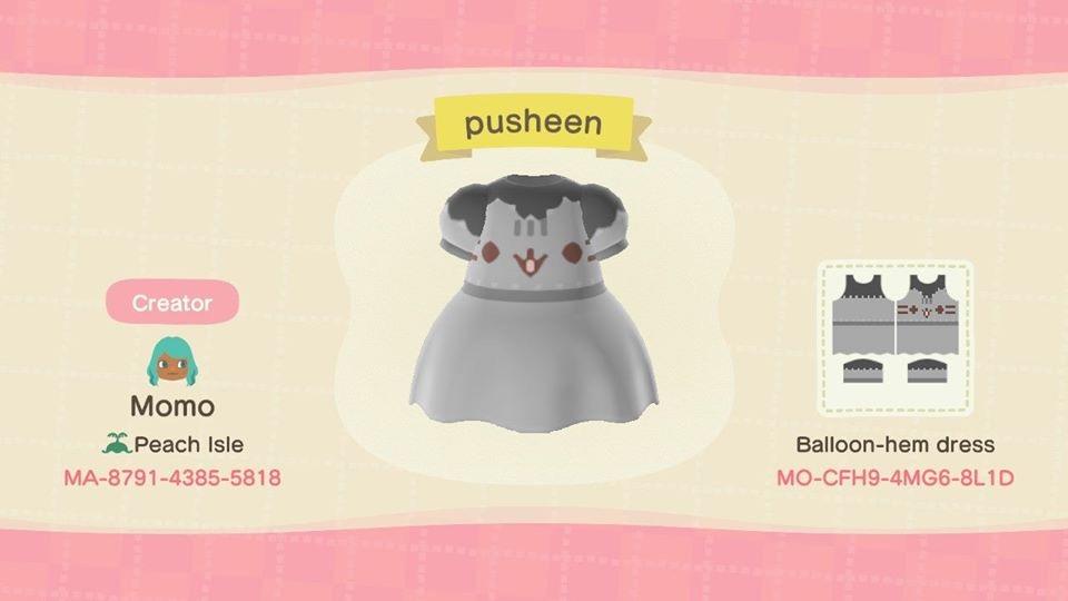 Animal Crossing Design Code: MO-CFH9-4MG6-8L1D Pusheen Dress
