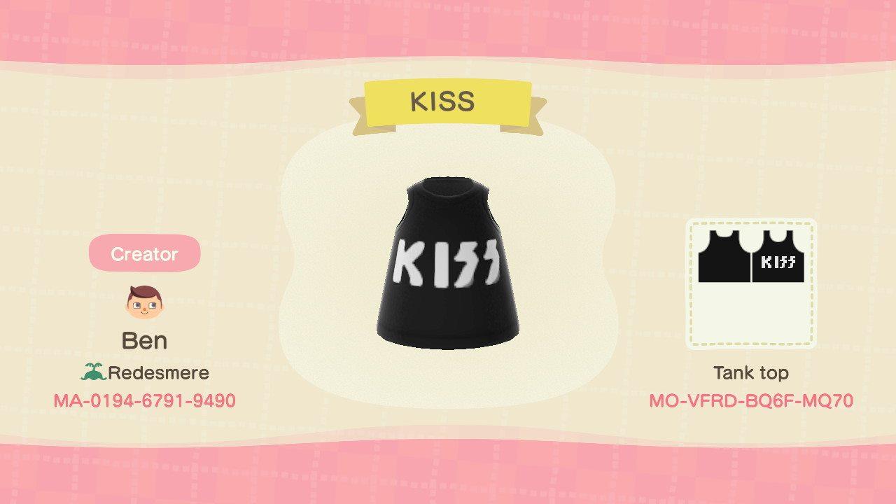 Animal Crossing Design Code: MO-CFRD-BQ6F-MQ70 KISS