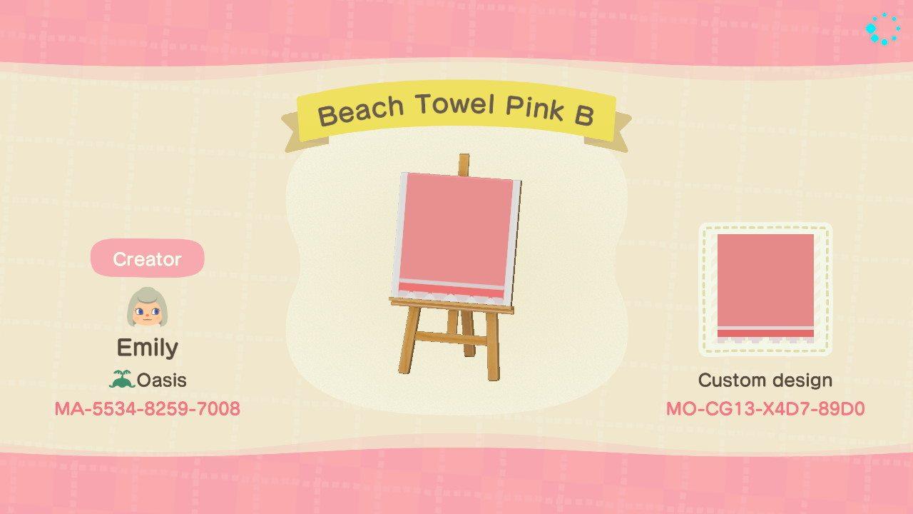 Animal Crossing Design Code: MO-CG13-X4D7-89D0 Beach Towel Pink