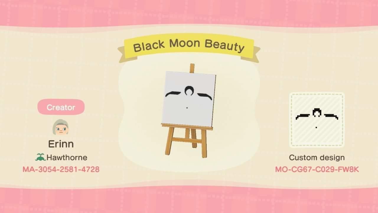 Animal Crossing Design Code: MO-CG67-C029-FW8K Black Moon Beauty