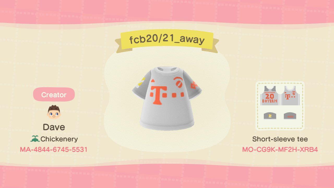 Animal Crossing Design Code: MO-CG9K-MF2H-XRB4 FC Bayern 20/21 Away