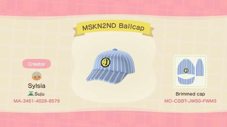Animal Crossing Design Code: MO-CGBT-JWS0-FWM3 MSKN2ND Ballcap