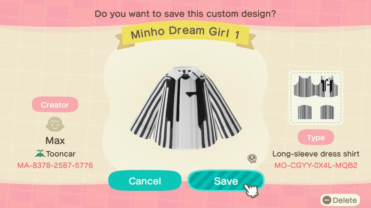 Animal Crossing Design Code: MO-CGYY-0X4L-MQB2 SHINee Minho DG1