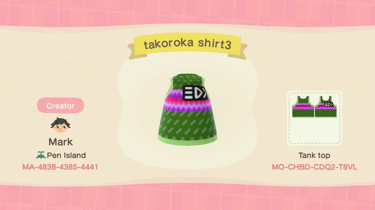 Animal Crossing Design Code: MO-CHBD-CDQ2-T8VL Takoroka green