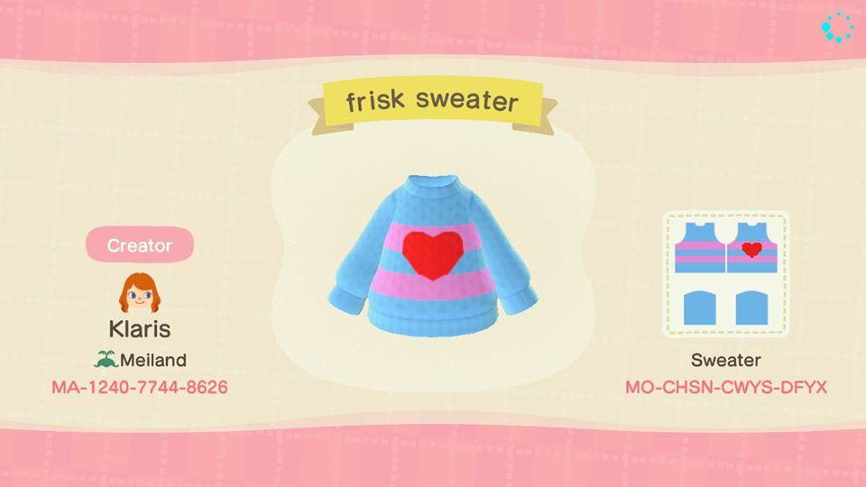 Animal Crossing Design Code: MO-CHSN-CWYS-DFYX Undertale Frisk