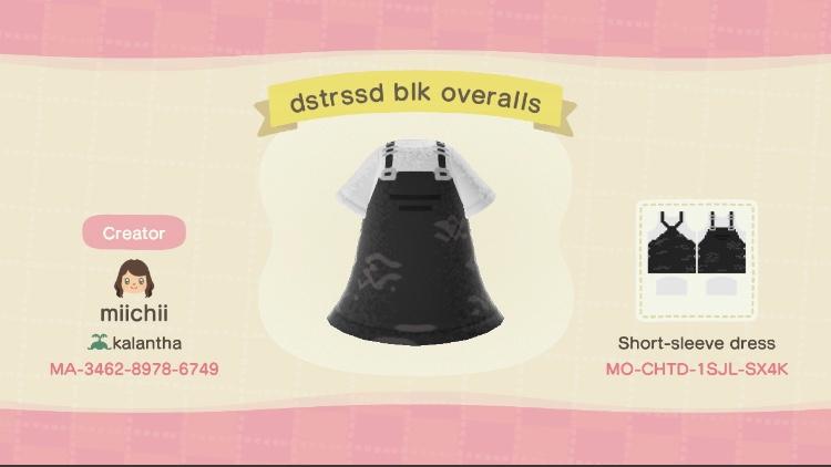 Animal Crossing Design Code: MO-CHTD-1SJL-SX4K Dstrssd blk overalls