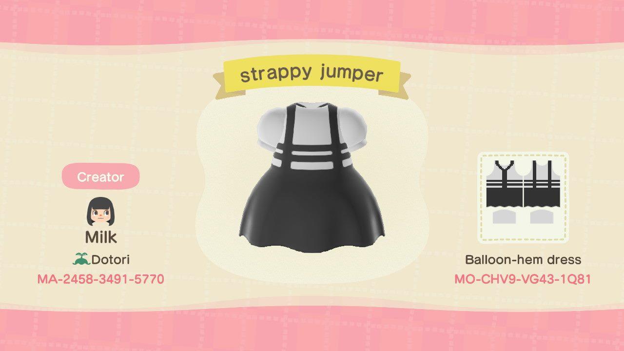 Animal Crossing Design Code: MO-CHV9-VG43-1Q81 strappy jumper