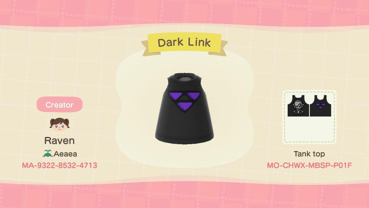 Animal Crossing Design Code: MO-CHWX-MBSP-P01F Dark Link