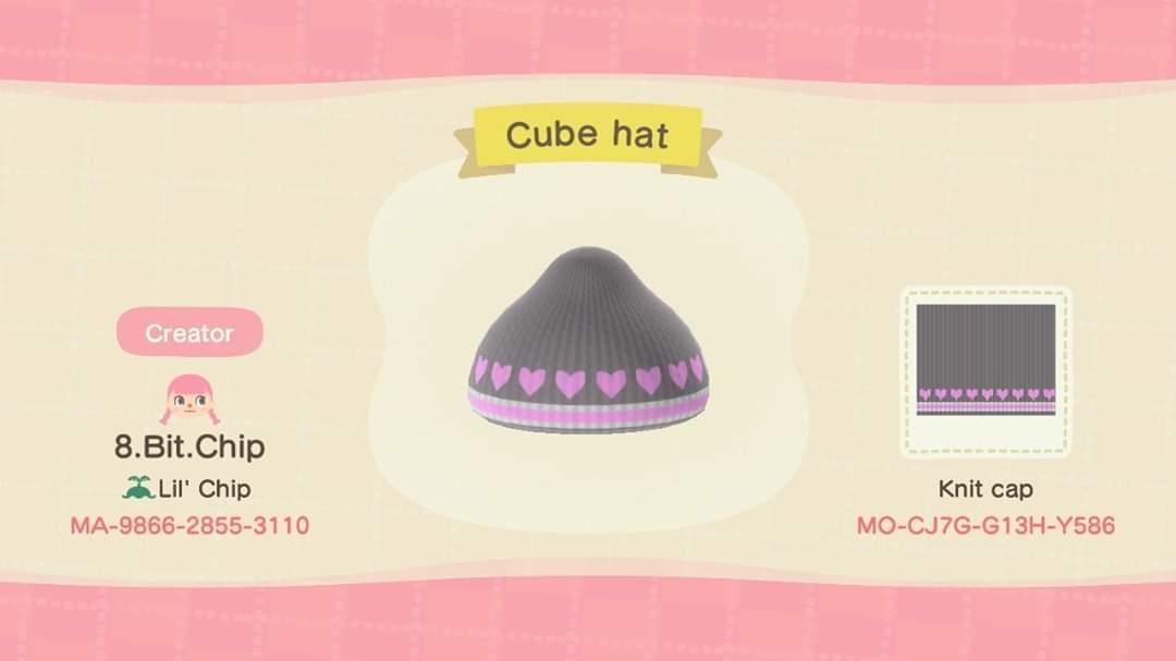 Animal Crossing Design Code: MO-CJ7G-G13H-Y586 Companion cube hat