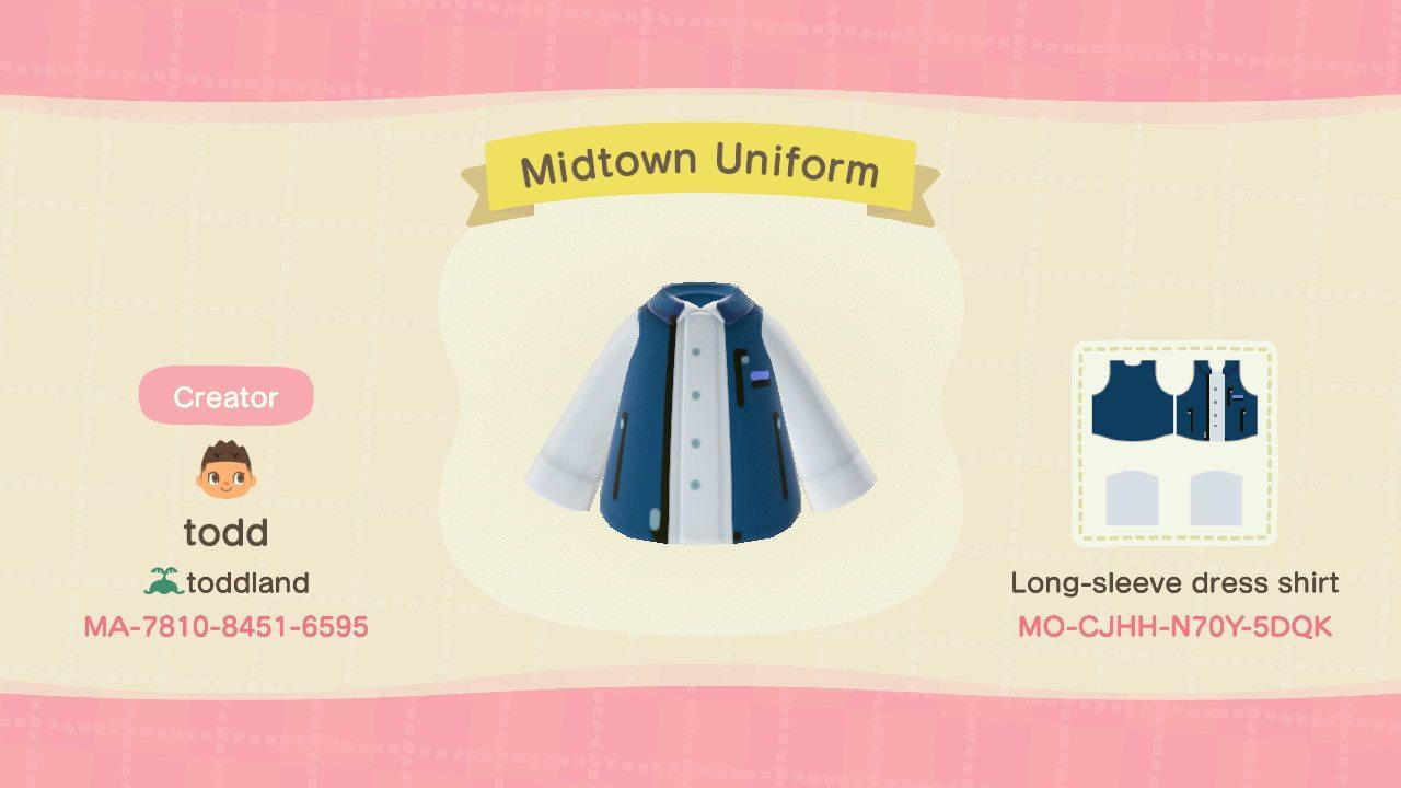 Animal Crossing Design Code: MO-CJHH-N70Y-5DQK Midtown Uniform