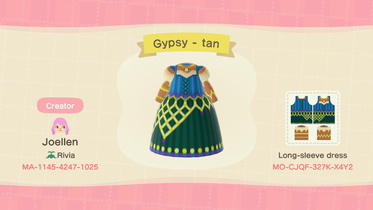 Animal Crossing Design Code: MO-CJQF-327K-X4Y2 Gypsy
