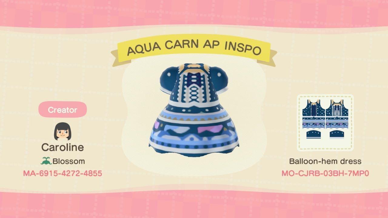Animal Crossing Design Code: MO-CJRB-03BH-7MP0 AQUA CARN AP INSPO