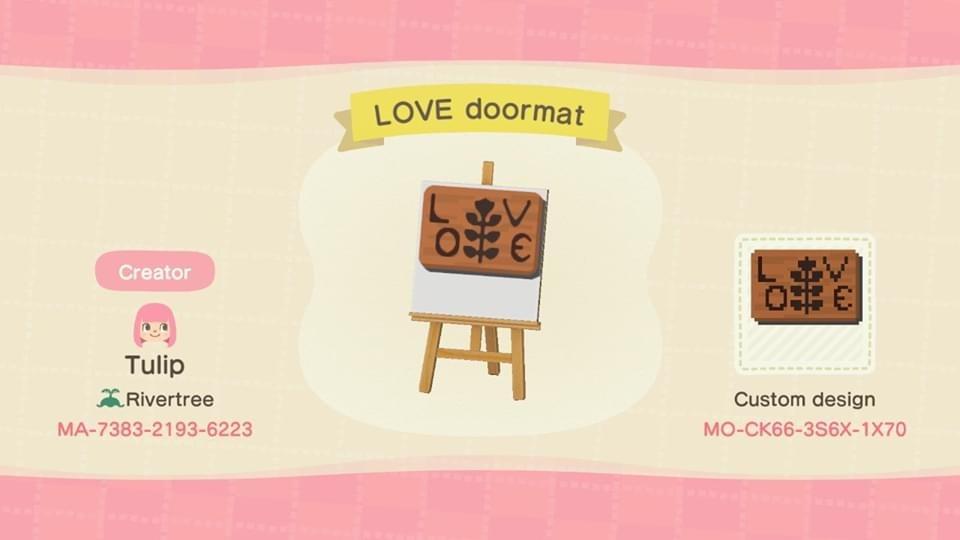 Animal Crossing Design Code: MO-CK66-3S6X-1X70 LOVE doormat