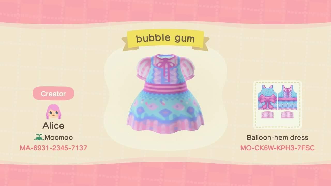 Animal Crossing Design Code: MO-CK6W-KPH3-7FSC Bubble gum