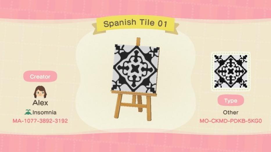 Animal Crossing Design Code: MO-CKMD-PSKB-5KG0 Spanish Tile 01