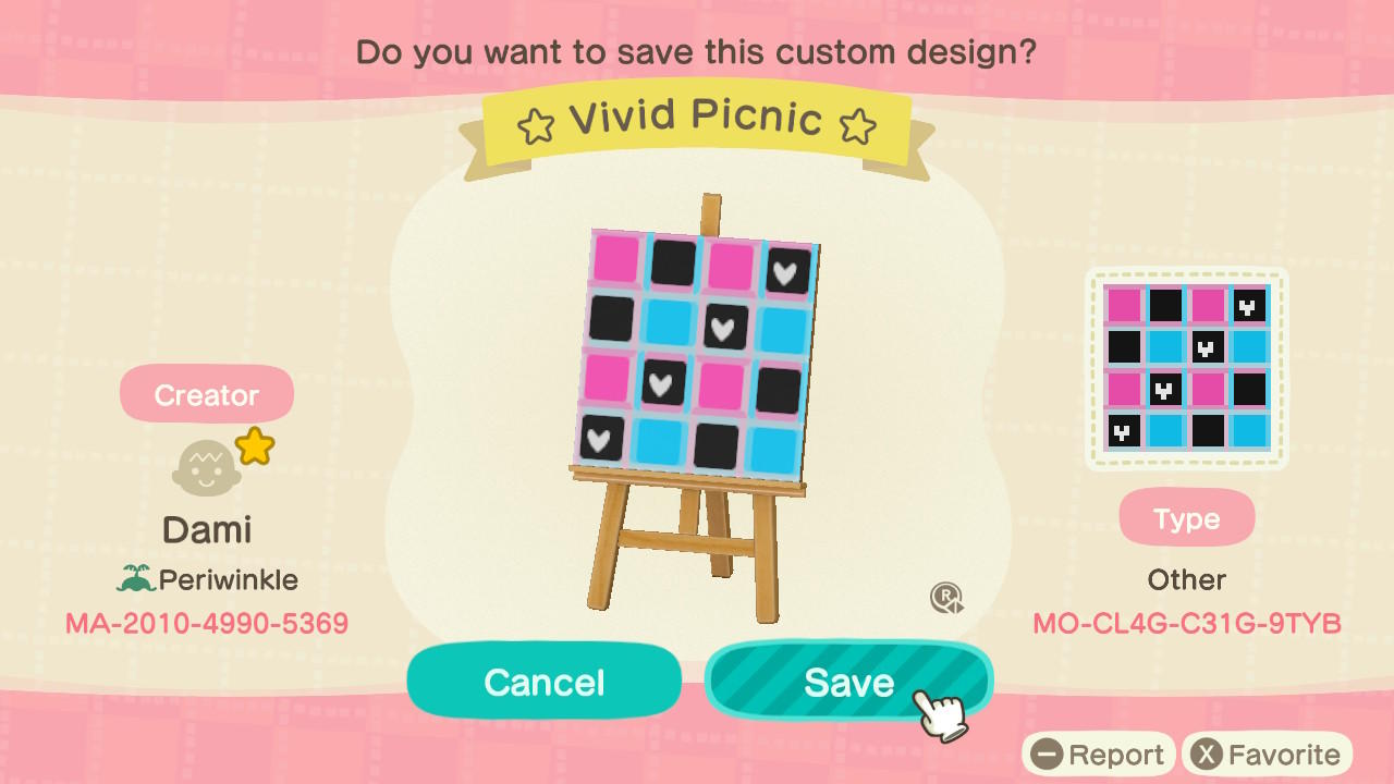 Animal Crossing Design Code: MO-CL4G-C31G-9TYB Neon Picnic Blanket