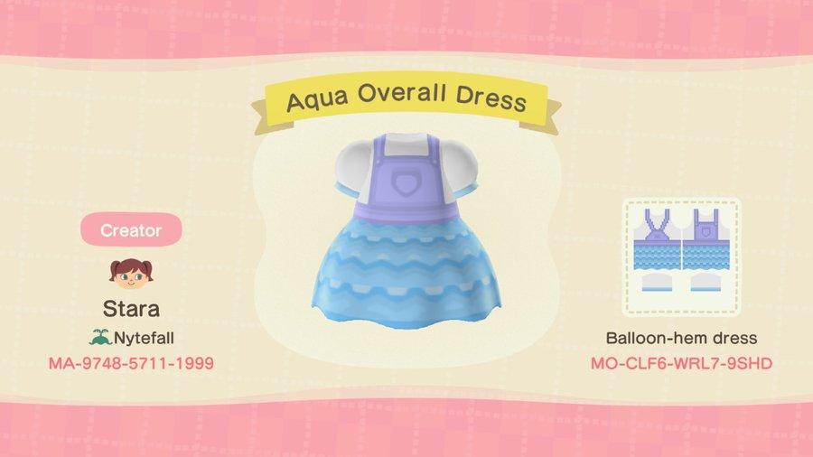 Animal Crossing Design Code: MO-CLF6-WRL7-9SHD Aqua Overall Dress
