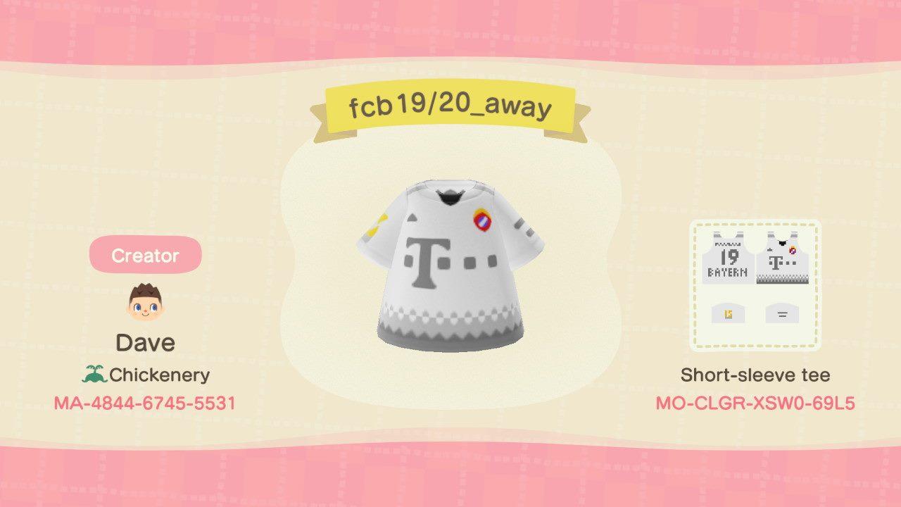 Animal Crossing Design Code: MO-CLGR-XSW0-69L5 FC Bayern 19/20 Away
