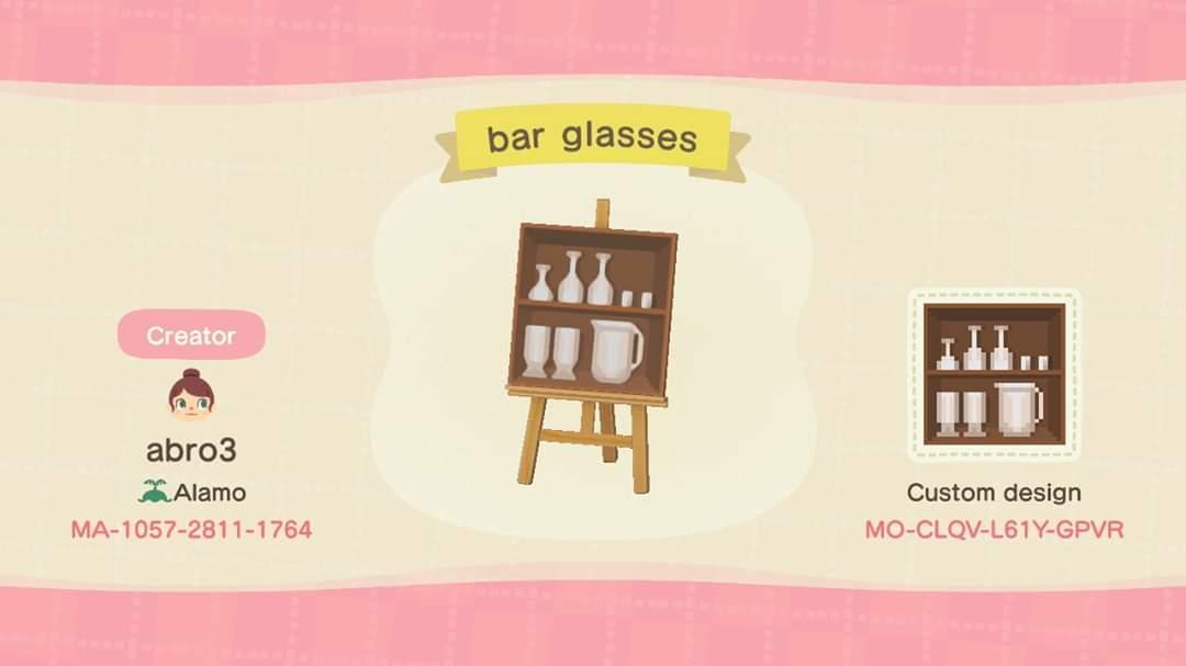 Animal Crossing Design Code: MO-CLQV-L61Y-GPVR bar glasses