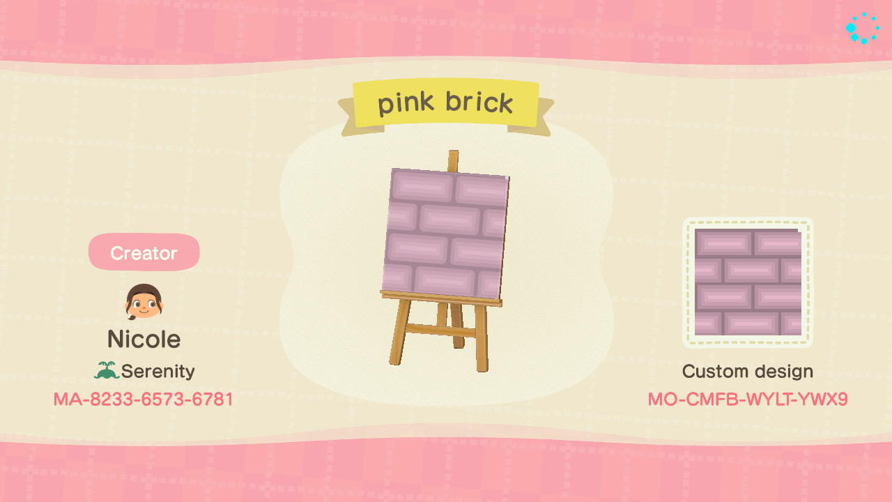 Animal Crossing Design Code: MO-CMFB-WYLT-YWX9 Pink Brick Path