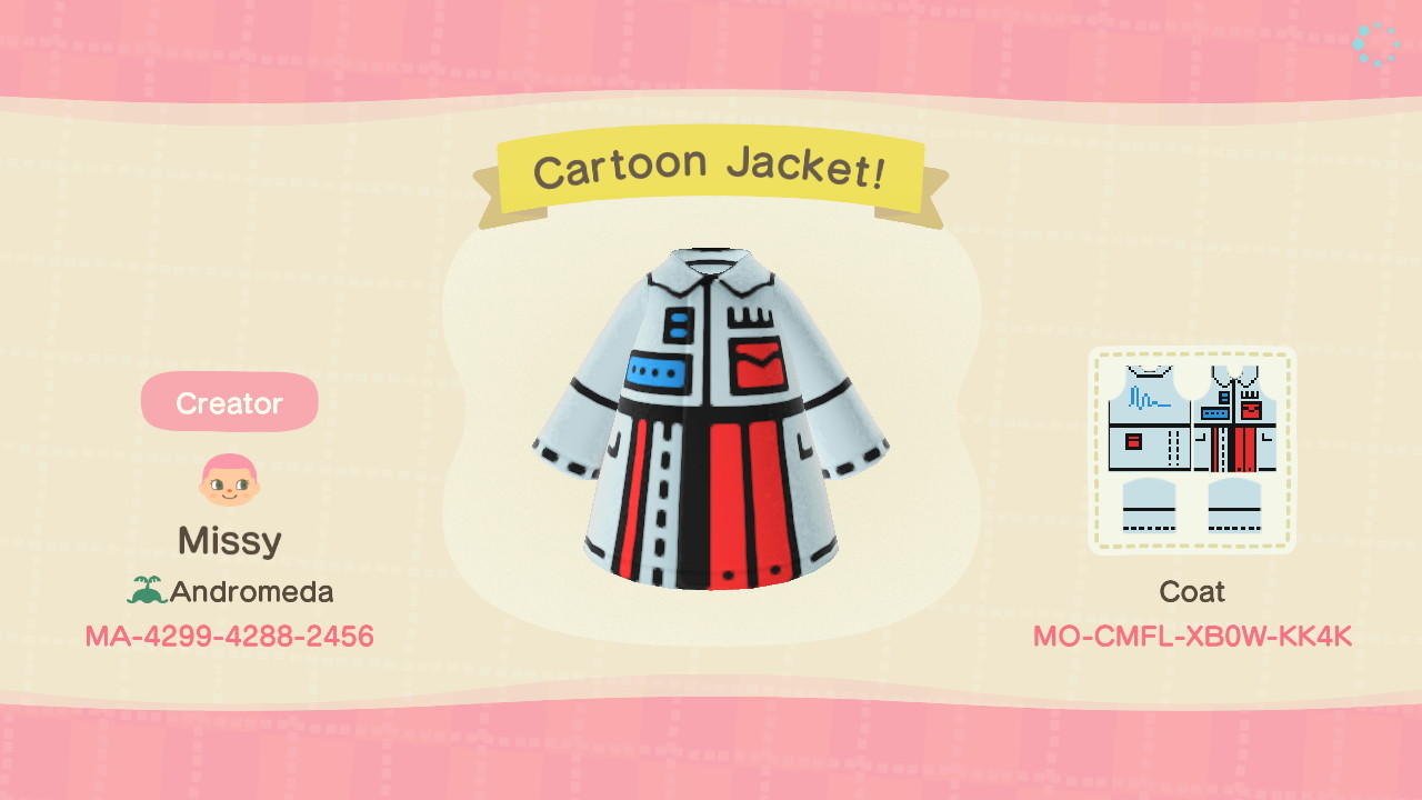 Animal Crossing Design Code: MO-CMFL-XB0W-KK4K Cartoon Jacket