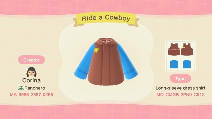Animal Crossing Design Code: MO-CMGB-2PN0-C91X Ride a Cowboy