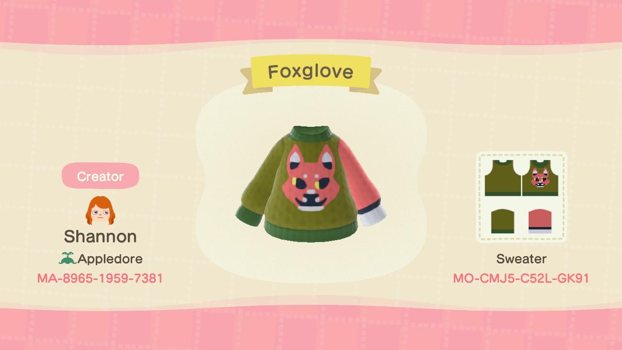 Animal Crossing Design Code: MO-CMJ5-C52L-GK91 Foxglove