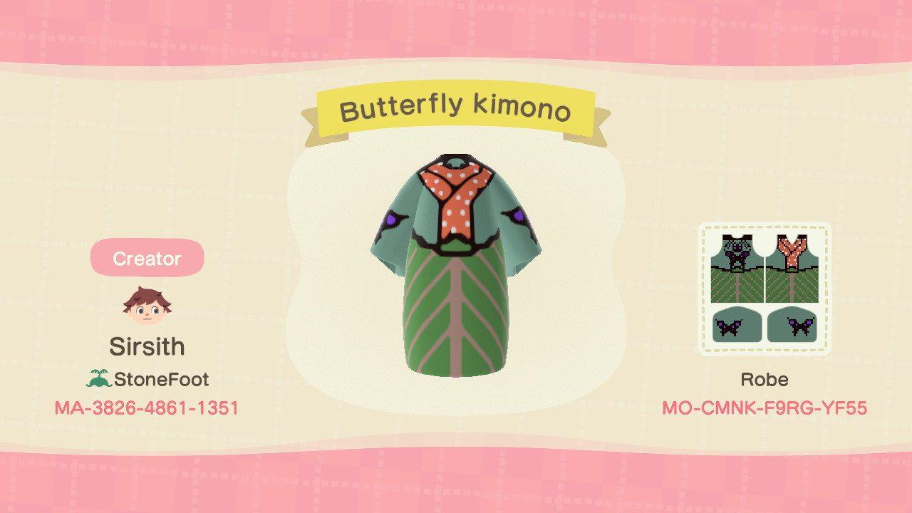 Animal Crossing Design Code: MO-CMNK-F9RG-YF55 Butterfly Kimono